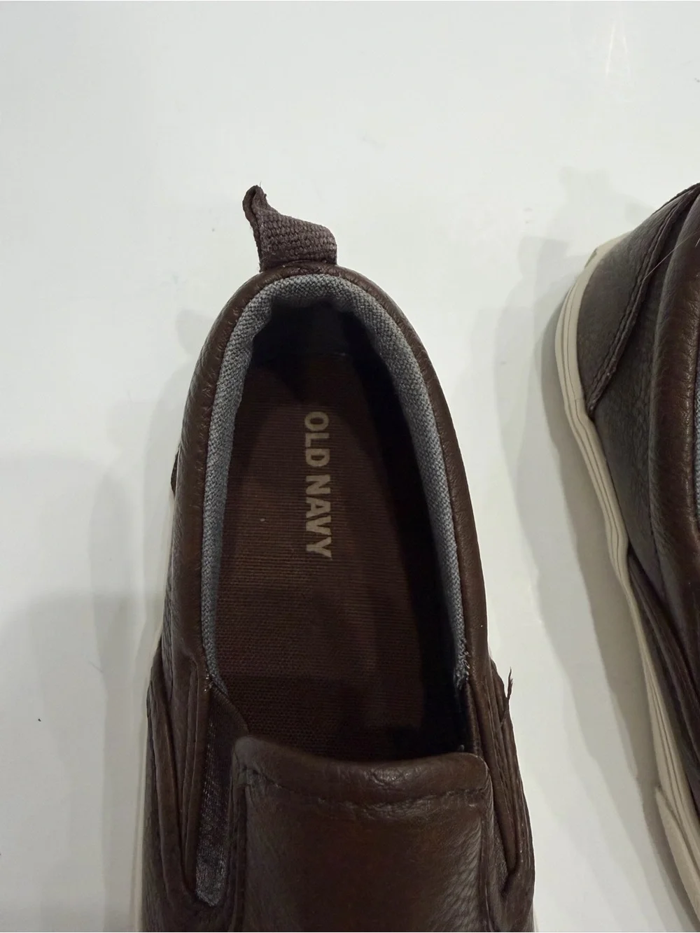 Old Navy Brown Slip-On Sneakers Toddler Size 9 Faux Leather Casual School Shoes